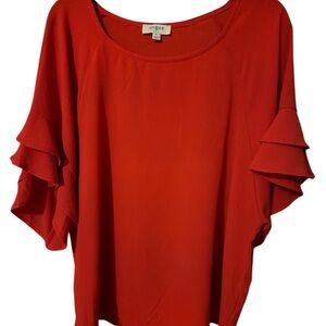 Umgee Red Ruffle Sleeve Blouse